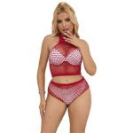 Subblime - 952402 Fishnet Set With Pink Diamonds One Size