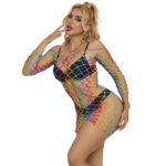 Subblime - 952426 Rainbow Long Sleeve Fishnet Dress One Size
