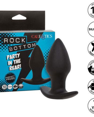 Calexotics - Rock Bottom Perfect Anal Plug 10 Vibrations Silicone Black