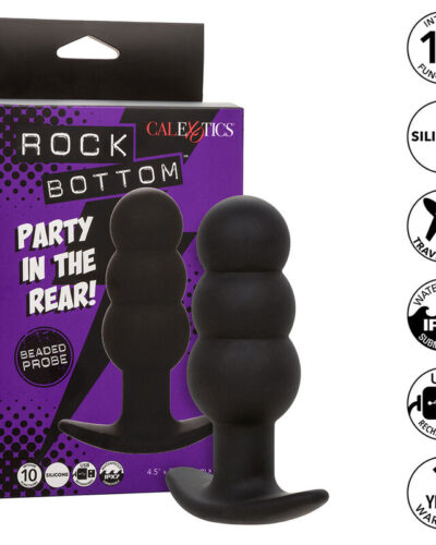 Calexotics - Rock Bottom Beaded Anal Plug 10 Vibrations Silicone Black