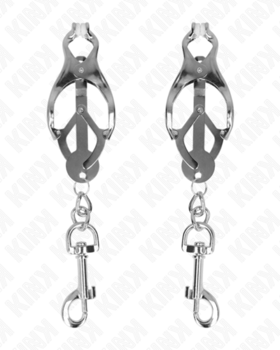 Kink - Japanese Clover Nipple Clamps With Hooks Silver