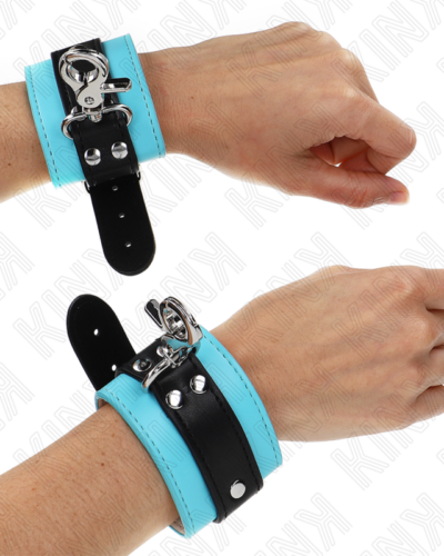 Kink - Premium Lockable Wrist Restraints Black / Blue Adjustable 21-28 cm X 5.5 cm