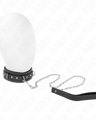 Kink - PVC Leather Necklace With Belt 105 cm Rhinestone Rivet 41.5 X 4 cm