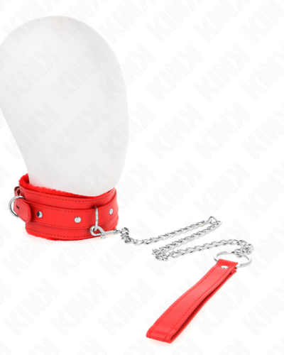 Kink - Collar With Leash 65 cm With Restrictions Red 36-42 cm X 5.5 cm