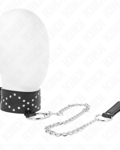 Kink - Necklace 65 cm With Leash With Silver Studs Model 3 Adjustable 36-43 cm X 5 cm