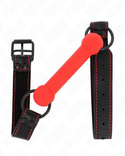 Kink - Bone Gag With Leatherette Strap Red Adjustable 41-57 cm