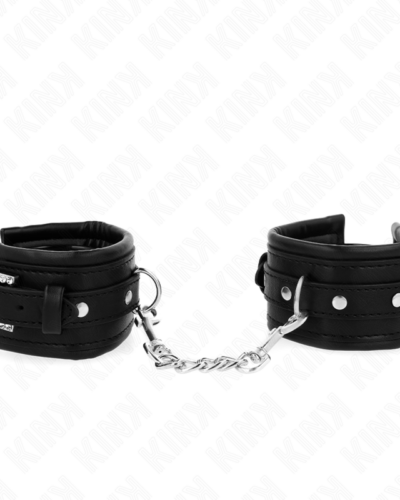 Kink - Rhinestone Buckle Wrist Restraints Black Adjustable 25-32 cm X 5.5 cm