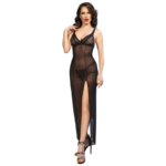 Chilirose - Cr 4723 Long Babydoll  Thong Black S