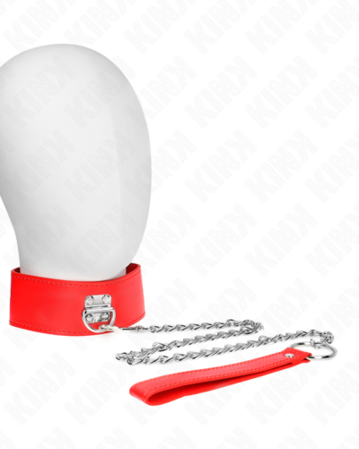 Kink - Necklace With Belt 65 cm With Wide Red Strap Adjustable 33.5-41 cm X 5 cm