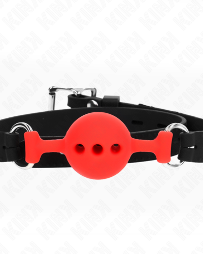 Kink - Full Silicone Gag 55 X 2 cm With 4 cm Ball Size S Red Adjustable 35-51 cm