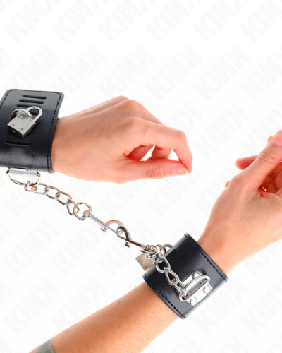 Kink - Wrist Restraints With Padlock Closure Black Adjustable 16-23 cm X 5.5 cm