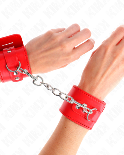 Kink - Wrist Restraints With Padlock Closure Red Adjustable 16-23 cm X 5.5 cm