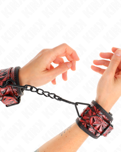 Kink - Diamond Pattern Wrist Restraints Dark Red Adjustable 17-26 cm X 5.5 cm