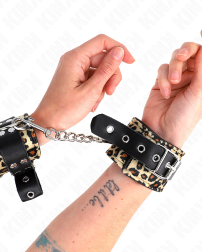 Kink - Leopard Real Leather Wrist Restraint Adjustable 18-29 cm X 5.5 cm