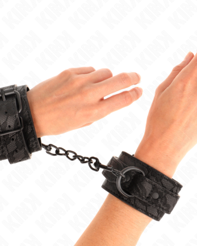 Kink - Dark Lace Covered Wrist Cuffs Adjustable Black 19-26 cm
