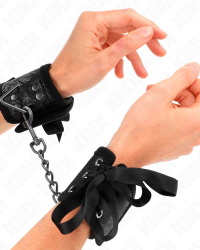 Kink - Scandal Wrist Restraints Black Lace Details 24.5 cm X 6.5 cm