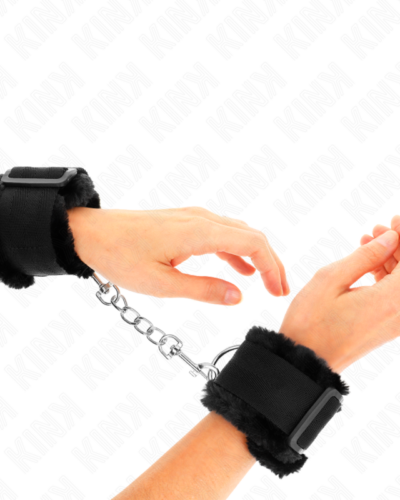 Kink - Furry Lined Wrist Restraints Black Adjustable 17-31 cm X 7 cm