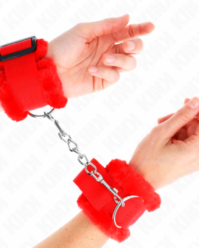 Kink - Furry Lined Wrist Restraints Red Adjustable 17-31 cm X 7 cm