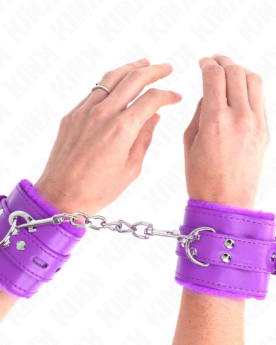 Kink - Fur Lined Wrist Restraints With Square Holes Purple And Purple Belt Adjustable 17-29 cm X 6 cm