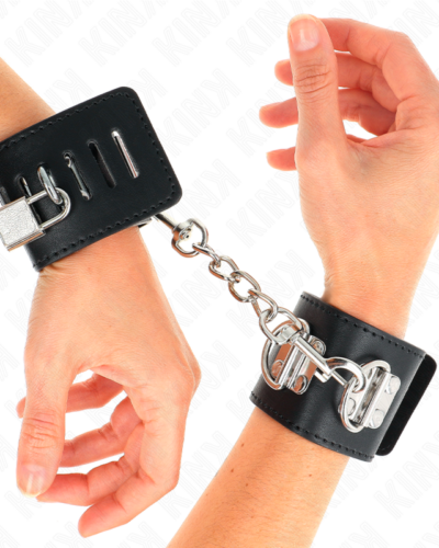 Kink - Multiposition Wrist Restraints With Padlock Closure Black Adjustable 16-23 cm X 5.5 cm