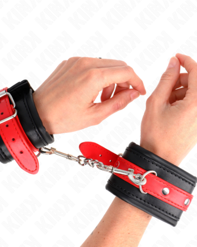 Kink - Wrist Restraints Black With Red Belt Adjustable 17-28 cm X 6 cm
