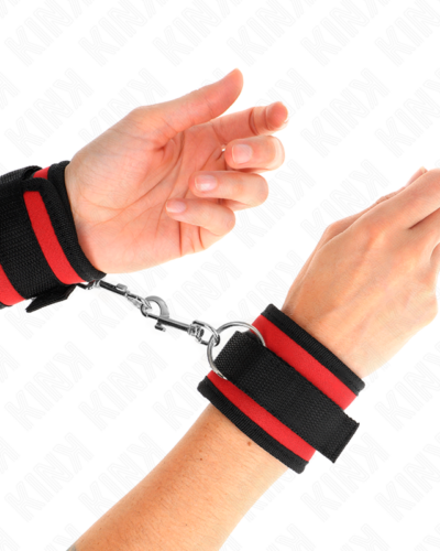 Kink - Nylon Bind Hookloop Wrist Restraints Red-Black Model 2 Adjustable 18-35 cm X 6 cm
