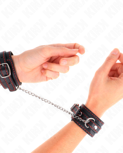 Kink - Small Wrist Restraints Black With Red Lining Adjustable 14-24 cm X 3.5 cm