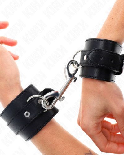 Kink - Wrist Restraints-Single Rivet Row And Big Buckle Black Adjustable 17-28 cm X 5 cm