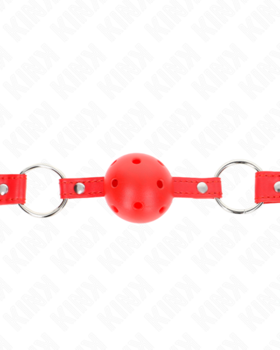 Kink - Breathable Ball 4 cm Gag With Double Rivet Model 1 Red 62.5 X 2.5 cm Adjustable 42-58 cm
