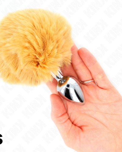 Kink - Stainless Steel Plug 7 X 3 cm With Beige Faux Fur Rabbit Tail 8 cm