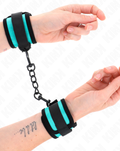 Kink - Hook And Loop Nylon Bind Wrist Restraints Black-Blue Adjustable 18-32 cm X 5 cm
