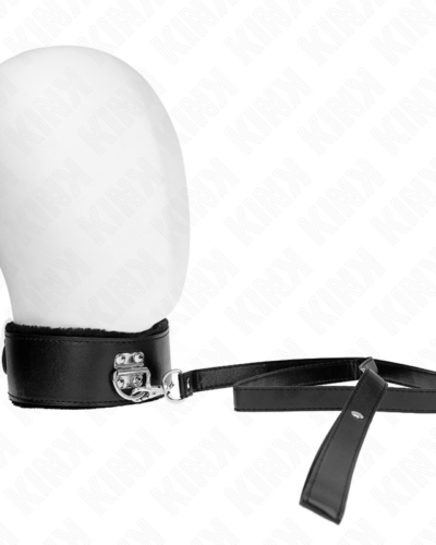Kink - Necklace With Leash 116 cm With Silver Studs Model 4 Black Adjustable 40-48 cm X 6 cm