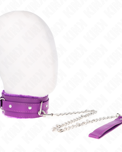 Kink - Collar With Leash 65 cm With Restrictions Purple 36-42 cm X 5.5 cm