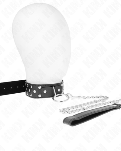 Kink - Ring Rivet Strap Necklace With Belt 65 cm Black Adjustable 36-50 cm X 3.8 cm