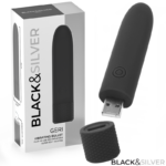 Black  Silver - Geri USB Rechargeable Vibrating Bullet 8 Vibrations Black 10 X 2.2 cm