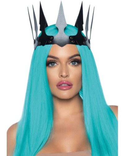 Leg Avenue - Synthetic Leather Maleficent Crown With Studs Black