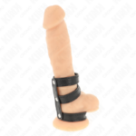 Kink - Triple Leather Penis Ring With Pressure Closure