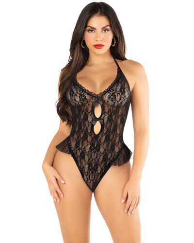 Leg Avenue - Body With Bow  Ruffles Black One Size