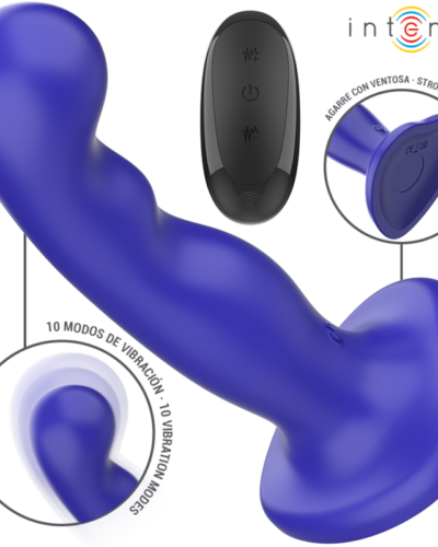 Intense - Shorty Vibrator With Suction Cup Blue Remote Control