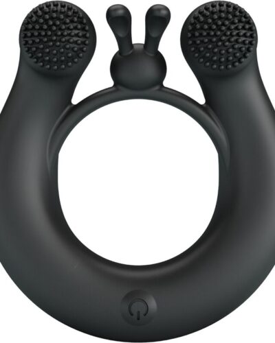 Pretty Love - Dahlia Vibrating Ring + Clitoris Stimulator 12 Vibrations Black