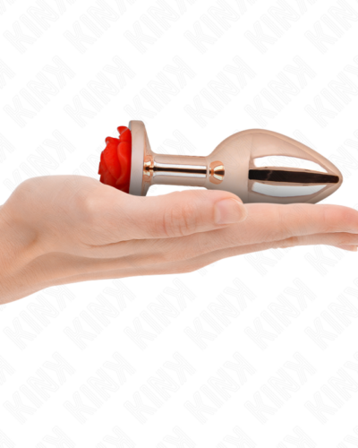 Kink - Pink Gold Anal Plug With Red Rose L