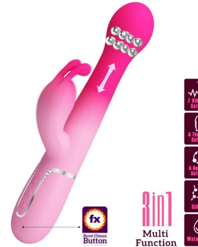 Pretty Love - Dejon 3 In 1 Multifunction Rabbit Vibrator Pink