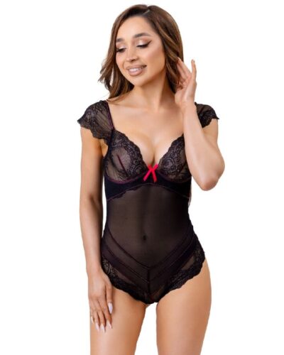 Livco Corsetti Fashion - Evelyn Lc 20243 Body With Lace Trimming And Transparencies Black S/M