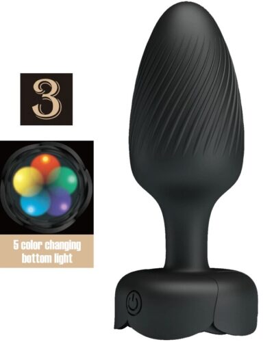 Pretty Love - Osborn Anal Plug With  LED Light Black 9.8 cm