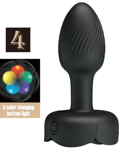 Pretty Love - Olman Anal Plug With  LED Light Black 8.8 cm