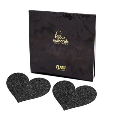Bijoux - Indiscrets Flash Black Heart Nipple Cuts