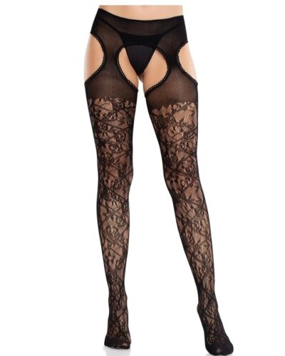 Leg Avenue - Floral Lace Stockings With Garters United Black
