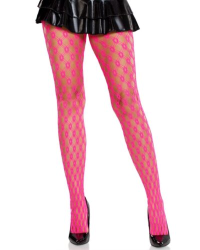 Leg Avenue - Lace Tights With Eyelets Neon Pink