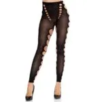 Leg Avenue - Seamless Opaque Stockings With Cutout At The Feet Black