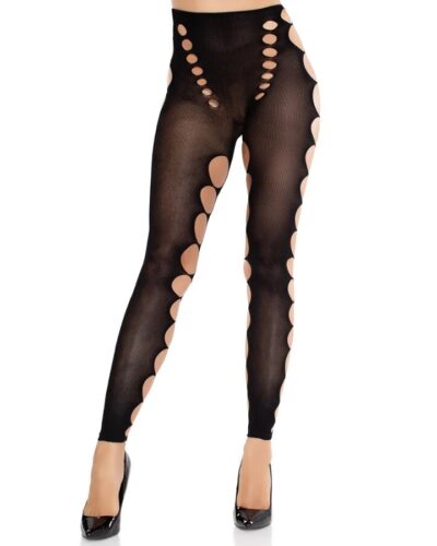 Leg Avenue - Seamless Opaque Stockings With Cutout At The Feet Black